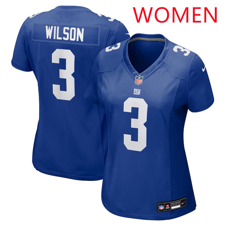 Women New York Giants 3 Russell Wilson 2025 Nike Royal Game NFL Jersey